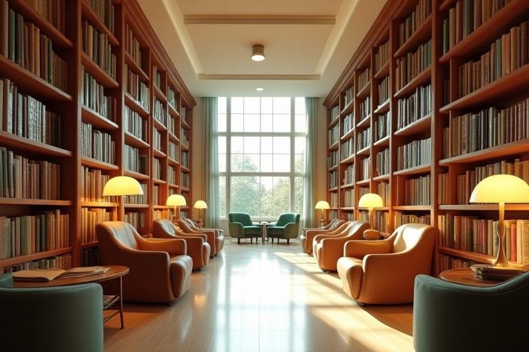 Ruhiger Lesesaal mit Holzregalen